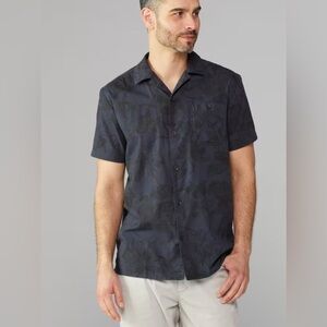 PrAna Caplan Button-Up Azurite Chambray Organic Floral Corpcore - Size M